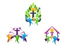 people church christian logo, bible,dove and religious family icon symbol design stock illustration people church christian logo, bible,dove and religious family icon symbol design stock illustration