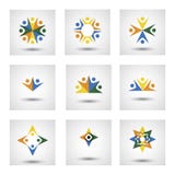 people in circle, community or team of kids, employees vector icons stock illustration people in circle, community or team of kids, employees vector icons stock illustration