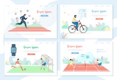 People Doing Sports Activity with Smart Gadgets vector illustration People Doing Sports Activity with Smart Gadgets vector illustration