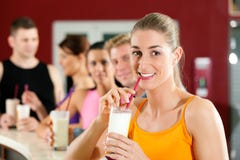 People drinking protein shake