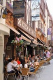 People relax and enjoy at a cosy terrace in London Court, Perth, Australasian stock photography People relax and enjoy at a cosy terrace in London Court, Perth, Australasian stock photography