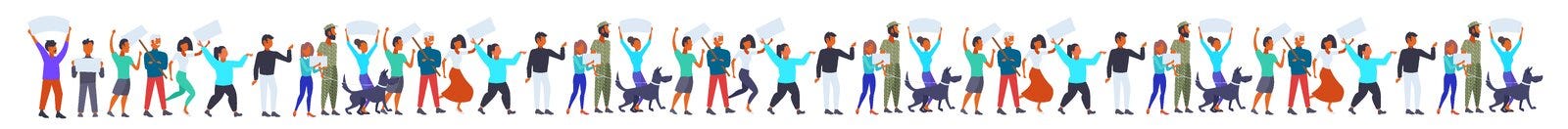 People group holding placards empty boards men women crown standing together on strike political meeting concept cartoon royalty free illustration People group holding placards empty boards men women crown standing together on strike political meeting concept cartoon royalty free illustration