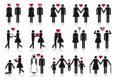 People in love, vector icon set