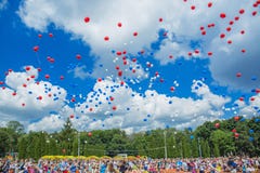 People Release Balls Into The Sky Stock Photography People Release Balls Into The Sky Stock Photography