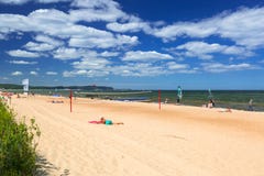 People on the sunny beach of Baltic sea in Sopot, Poland Stock Photo People on the sunny beach of Baltic sea in Sopot, Poland Stock Photo