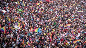 People in Taksim Square for LGBT pride parade stock photography People in Taksim Square for LGBT pride parade stock photography