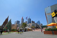 Christmas tree Federation Square cityscape Melbourne Australia royalty free stock image Christmas tree Federation Square cityscape Melbourne Australia royalty free stock image