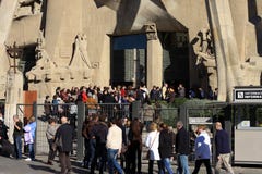 People Waiting In Front Of Sagrada Familia Stock Images People Waiting In Front Of Sagrada Familia Stock Images