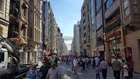 People walking on Istiklal Street. It is the most famous street in Istanbul stock photos People walking on Istiklal Street. It is the most famous street in Istanbul stock photos