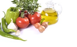 Pepper, garlic, onion, tomatoes and oil royalty free stock photo Pepper, garlic, onion, tomatoes and oil royalty free stock photo