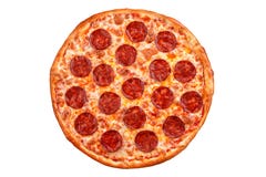 Pepperoni pizza. Italian pizza on white background. royalty free stock image Pepperoni pizza. Italian pizza on white background. royalty free stock image