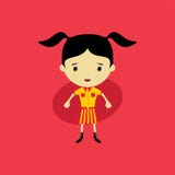 pequeña mujer feliz linda - historieta adorable de la muchacha stock de ilustración pequeña mujer feliz linda - historieta adorable de la muchacha stock de ilustración