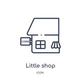 Pequeña tienda linear con el icono del toldo de la colección del esquema del negocio Línea fina pequeña tienda con el icono del t stock de ilustración Pequeña tienda linear con el icono del toldo de la colección del esquema del negocio Línea fina pequeña tienda con el icono del t stock de ilustración