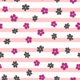 Pequeñas flores abstractas repetidas en fondo rayado desigual Modelo inconsútil floral lindo libre illustration Pequeñas flores abstractas repetidas en fondo rayado desigual Modelo inconsútil floral lindo libre illustration