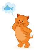 Pequeño gatito de la historieta con los pescados libre illustration Pequeño gatito de la historieta con los pescados libre illustration