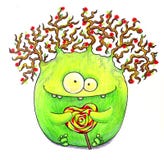 Pequeño monstruo lindo con el caramelo en un palillo stock de ilustración Pequeño monstruo lindo con el caramelo en un palillo stock de ilustración