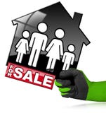 Per la vendita - House di modello con una famiglia illustrazione vettoriale Per la vendita - House di modello con una famiglia illustrazione vettoriale