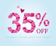 35 percent discount. sale symbol. Pink roses royalty free illustration 35 percent discount. sale symbol. Pink roses royalty free illustration