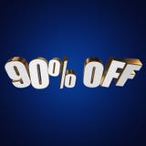90 percent off 3d letters on blue background. 90 percent off letters on blue background. 3d render vector illustration 90 percent off 3d letters on blue background. 90 percent off letters on blue background. 3d render vector illustration