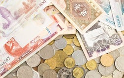 Perception de billets de banque de partout dans le monde photos stock Perception de billets de banque de partout dans le monde photos stock