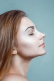 Perfil limpio del retrato de la cara de la piel del encanto hermoso de la mujer fotografía de archivo libre de regalías Perfil limpio del retrato de la cara de la piel del encanto hermoso de la mujer fotografía de archivo libre de regalías