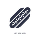 perrito caliente con el icono de la salsa de tomate en el fondo blanco Ejemplo simple del elemento del concepto de los bistros y libre illustration perrito caliente con el icono de la salsa de tomate en el fondo blanco Ejemplo simple del elemento del concepto de los bistros y libre illustration