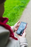 Person holding broken smartphone royalty free stock photography Person holding broken smartphone royalty free stock photography