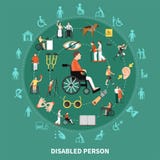 Person Round Composition handicapé illustration stock Person Round Composition handicapé illustration stock