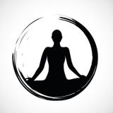 Person sitting in yoga lotus position in black circle royalty free illustration Person sitting in yoga lotus position in black circle royalty free illustration