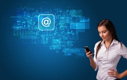 Person using phone with mail concept stock images Person using phone with mail concept stock images
