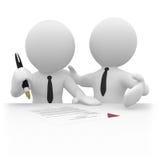 persona di affari 3D che firma un contratto persona di affari 3D che firma un contratto