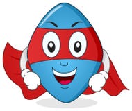Personaggio dei cartoni animati blu del supereroe della pillola royalty illustrazione gratis Personaggio dei cartoni animati blu del supereroe della pillola royalty illustrazione gratis