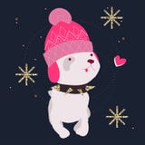 Personaje de dibujos animados de la moda del perro que lleva libre illustration Personaje de dibujos animados de la moda del perro que lleva libre illustration