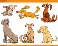 Personajes de dibujos animados divertidos de los perros fijados ilustración del vector Personajes de dibujos animados divertidos de los perros fijados ilustración del vector
