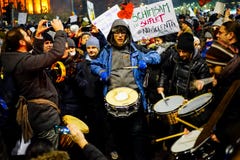 Personer som protesterar med valsar, Rumänien Personer som protesterar med valsar, Rumänien