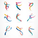 Personnes abstraites Logo Design Gymnase, forme physique, logo coloré de vecteur courant d'entraîneur Forme physique active, spor illustration stock Personnes abstraites Logo Design Gymnase, forme physique, logo coloré de vecteur courant d'entraîneur Forme physique active, spor illustration stock