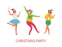 Personnes de fête de Noël, danse d'amis ensemble illustration de vecteur Personnes de fête de Noël, danse d'amis ensemble illustration de vecteur