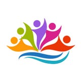 Personnes optimistes de travail d'équipe heureux de logo autour de vecteur illustration de vecteur Personnes optimistes de travail d'équipe heureux de logo autour de vecteur illustration de vecteur