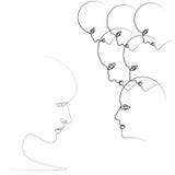 Persons in line. Condemning society. Under the scrutiny of the crowd. All around learning stock illustration Persons in line. Condemning society. Under the scrutiny of the crowd. All around learning stock illustration
