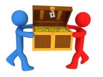 Persons With Treasure Chest Royalty Free Stock Images