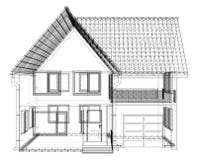 Perspectief wireframe van huisbuitenkant Vector van 3d wordt gecreeerd die stock illustratie Perspectief wireframe van huisbuitenkant Vector van 3d wordt gecreeerd die stock illustratie
