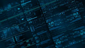 Perspective view with out of focus areas of futuristic interface/Digital screen/HUD stock video footage Perspective view with out of focus areas of futuristic interface/Digital screen/HUD stock video footage