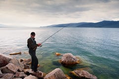 Pesca em Mongolia Foto de Stock Pesca em Mongolia Foto de Stock