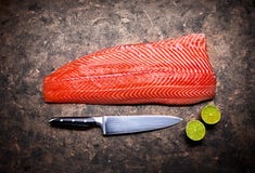 Pescados rojos frescos del filete de salmones en grunge foto de archivo libre de regalías Pescados rojos frescos del filete de salmones en grunge foto de archivo libre de regalías