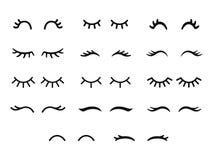 Pestañas del unicornio del vector Ojos del animal de la historieta Ojos cerrados de la mujer Sistema del icono stock de ilustración Pestañas del unicornio del vector Ojos del animal de la historieta Ojos cerrados de la mujer Sistema del icono stock de ilustración