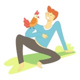 Pet with owner sitting on shoulder and singing vector stock illustration Pet with owner sitting on shoulder and singing vector stock illustration