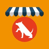 Pet shop with dog up hand vector illustration Pet shop with dog up hand vector illustration