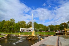 Peterhof, Russia - June 03. 2017. Samsons fountain tearing the jaws of lion Stock Image Peterhof, Russia - June 03. 2017. Samsons fountain tearing the jaws of lion Stock Image