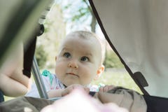 Petit bébé doux avec des regards d'intérêt photographie stock Petit bébé doux avec des regards d'intérêt photographie stock