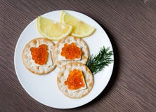 Petit déjeuner rouge de caviar Photographie stock libre de droits Petit déjeuner rouge de caviar Photographie stock libre de droits